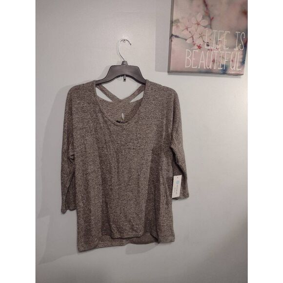 NWT Coin 1804 Sweater Womens Large Gray 3/4 Sleeve Claira Cross Back - Picture 1 of 6